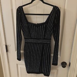 Windsor Black Studded Long Sleeve Dress